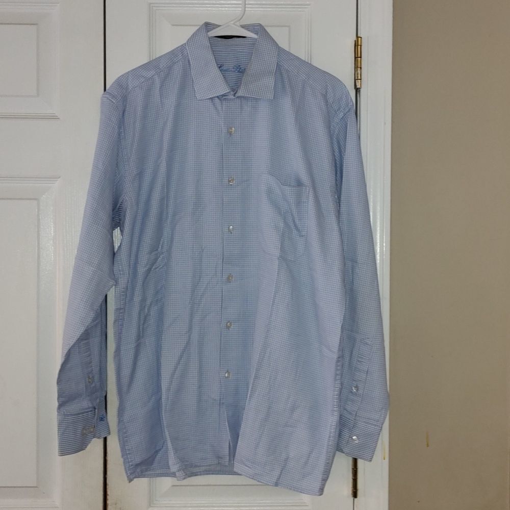 Louis Philippe  classic fit  blue  white button down shirt Sz M